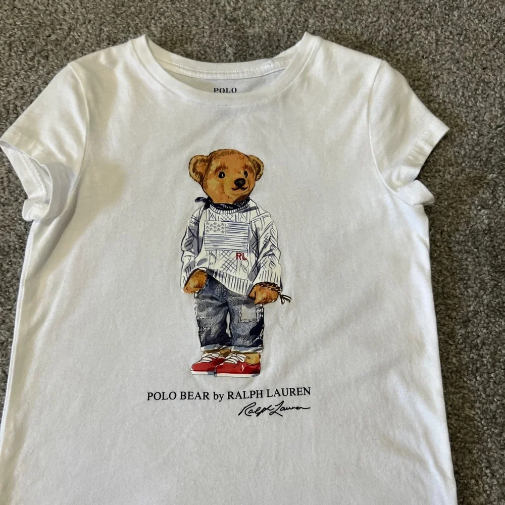 polo Ralph Lauren shirt boys 6‎ white polo bear summer classic casual streetwear - Picture 2 of 9